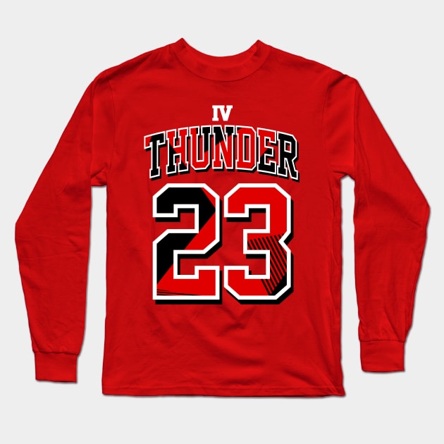 Thunder Red 4 Sneaker Art Red Long Sleeve T-Shirt by funandgames